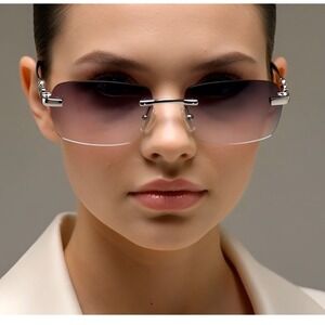 Sunglasses Women‎ Silver Frame Black Lens Outdoor UV400 Protection Square Lentes